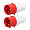 2Pcs Industrial Plug 5 Pin 32A IP44 Waterproof Replacement Sockets PP Brass 220?380V 240?415V