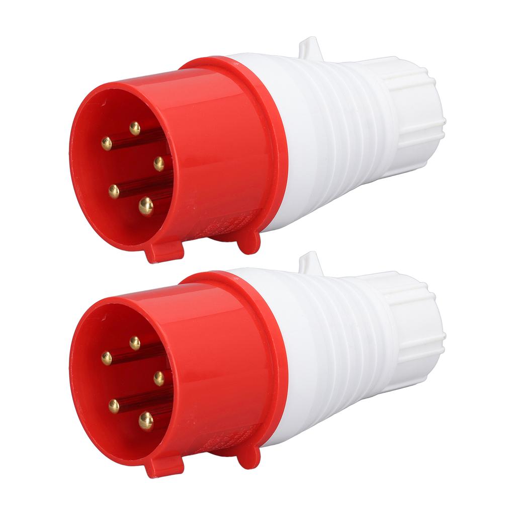 2Pcs Industrial Plug 5 Pin 32A IP44 Waterproof Replacement Sockets PP Brass 220?380V 240?415V