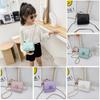 Color Solid Heart Shape Children Mini Chain Shoulder Bag Checkered Pattern Girls