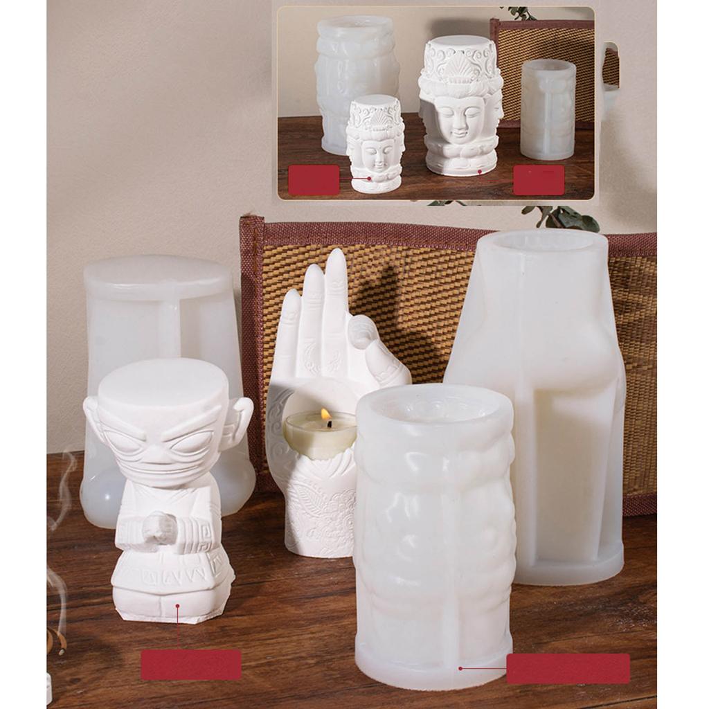 Guanyin Candle Silicone Mould Non-Stick Soap Plaster Craft DIY Home Decorations Resin Molds Tool for Aromatherapy