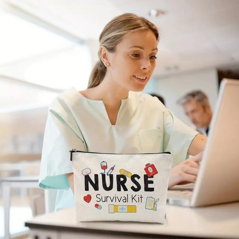Medical Nurse Day Linen Cosmetic Storage Bag With Breathable Canvas For Daily Use