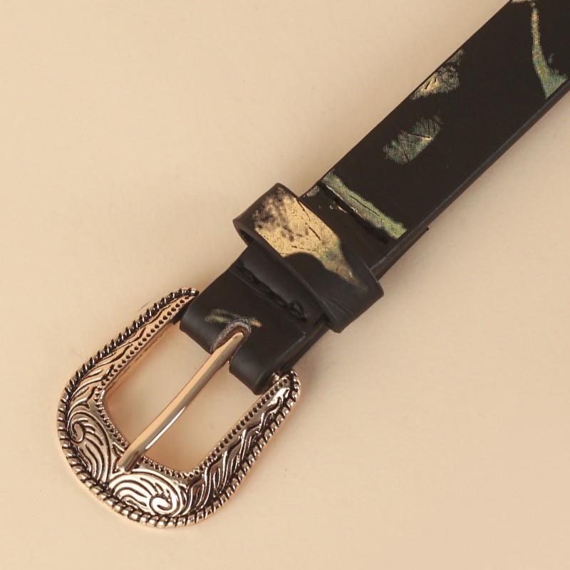 This Is A Slim, Personalized, Simple and Casual Belt with A Pin Buckle and Trendy Printed Fashion Strap, Measuring 1.9cm