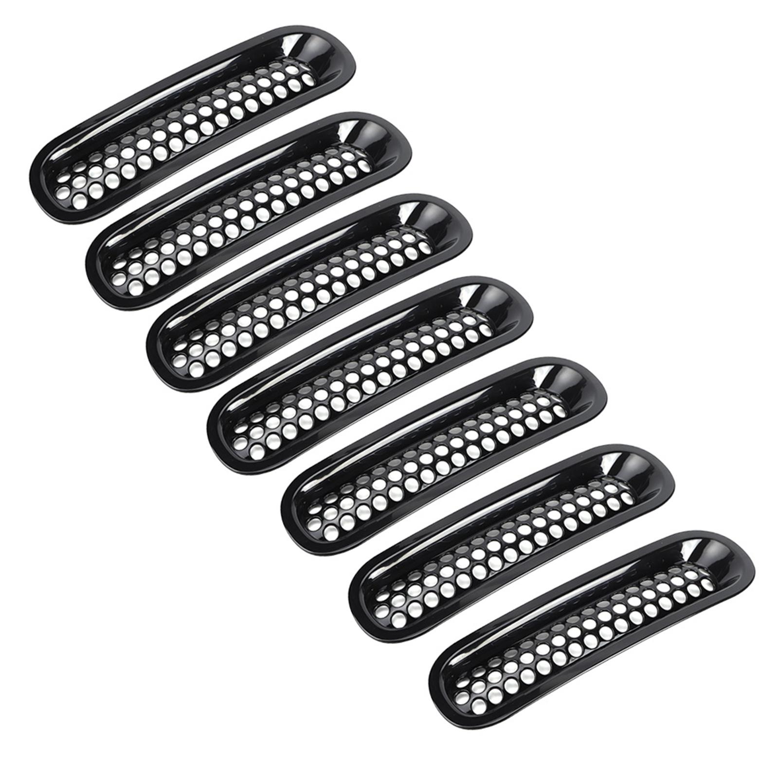 

7pcs Black Car Front Bumper Mesh Grille Fits for Wrangler JK 2007 2015