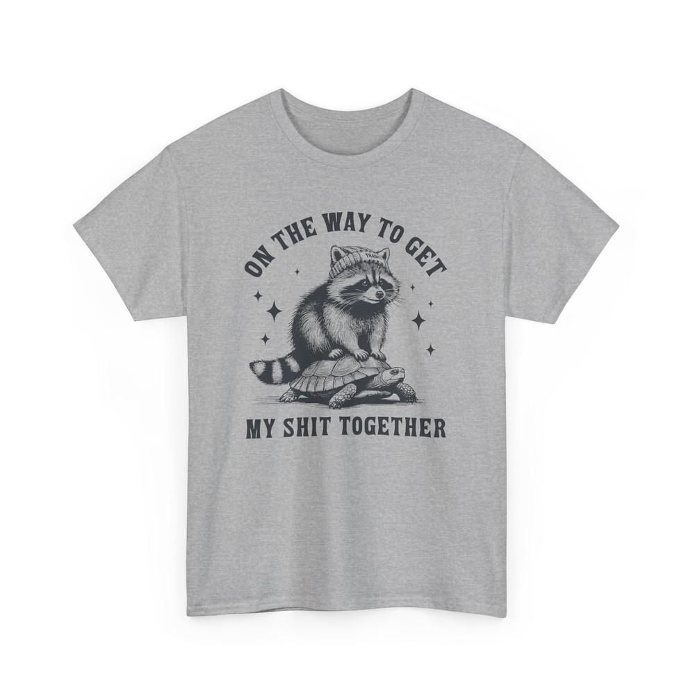 

Turtle World T-Shirt | On The Way To Get My Sh*t Together Raccoon Turtle XL