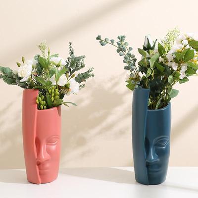 Face Vase Plastic Flowerpot Living Room Flower Arrangement Modern Home Decorations Ornaments