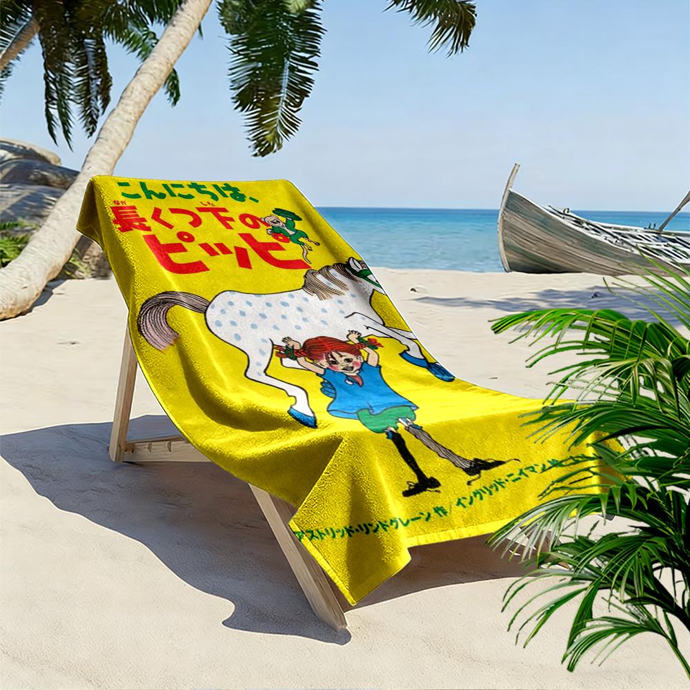 Colorful Illustration Girl with Horse Print - Beach Towel Quick-drying for Travel Outdoor Sports Jogging Beach and Swimming