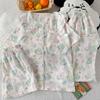 Cute Doll Collar Cartoon Cat Short-Sleeved Pajamas Women'S Summer Cloud Cotton Loungewear Three-Piece Set