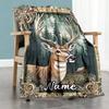 Retro Elk Customize Text Blanket Cozy Customizable Blanket Soft Warm Cozy Perfect for Bedding Seaside Picnics Couch Ideal for All Seasons