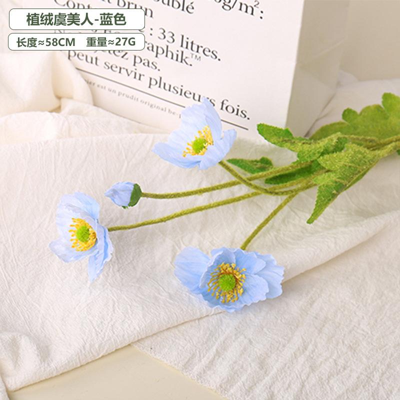 Yumei Simulation Flower, Velvet Poppy Flower Wedding Decoration Home Decoration Simulation Silk Flower Fake Flow