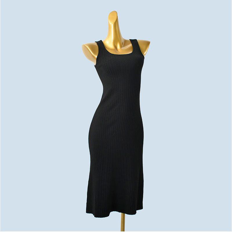 U-Neck Vest Sleeveless Pure Color Silm Slim Looking All-Matching A- Line Skirt Mid-Length Dress Spring and Summer Women Inner Wear Outer Wear Women