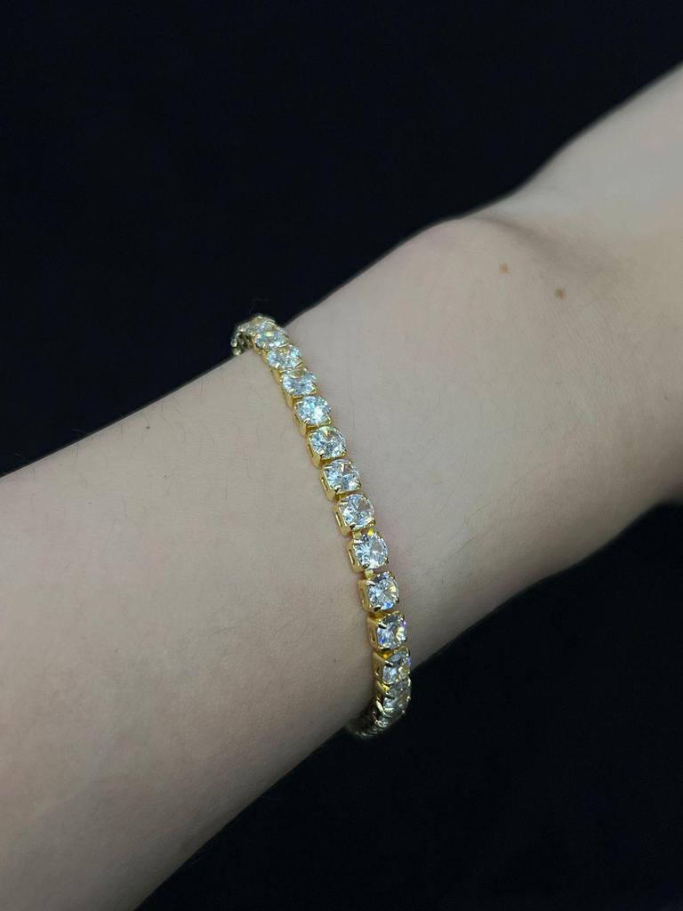 Elegant Women’s Colored Zircon Gold-Plated Tennis Bracelet
