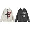 Unisex Vintage Washed Hoodie With Abstract Print Loose Fit Cotton Pullover Fall Streetwear