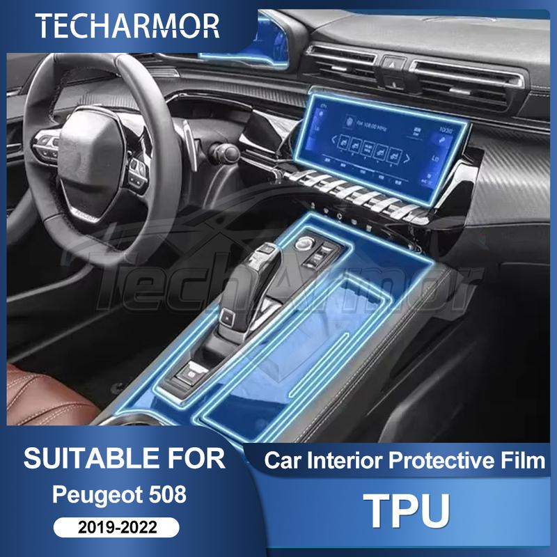 TPU Protective Film for Peugeot 508 2019-2022 Interior Anti-Scratch Transparent Sticker