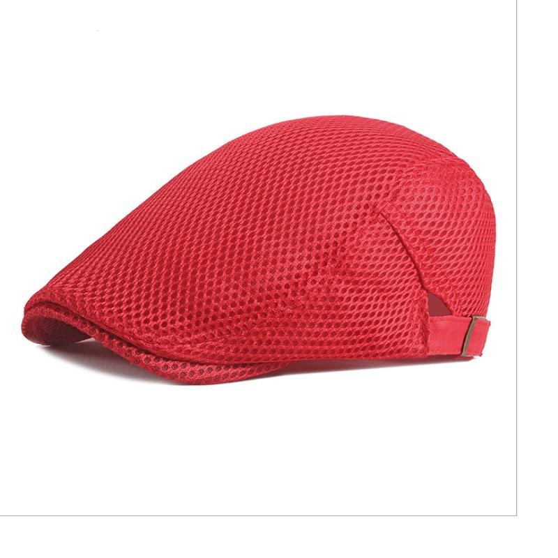 Peaked Cap Men's Spring and Summer Breathable Mesh Forward Hat Solid Color Beret Outdoor Cool Hat Women