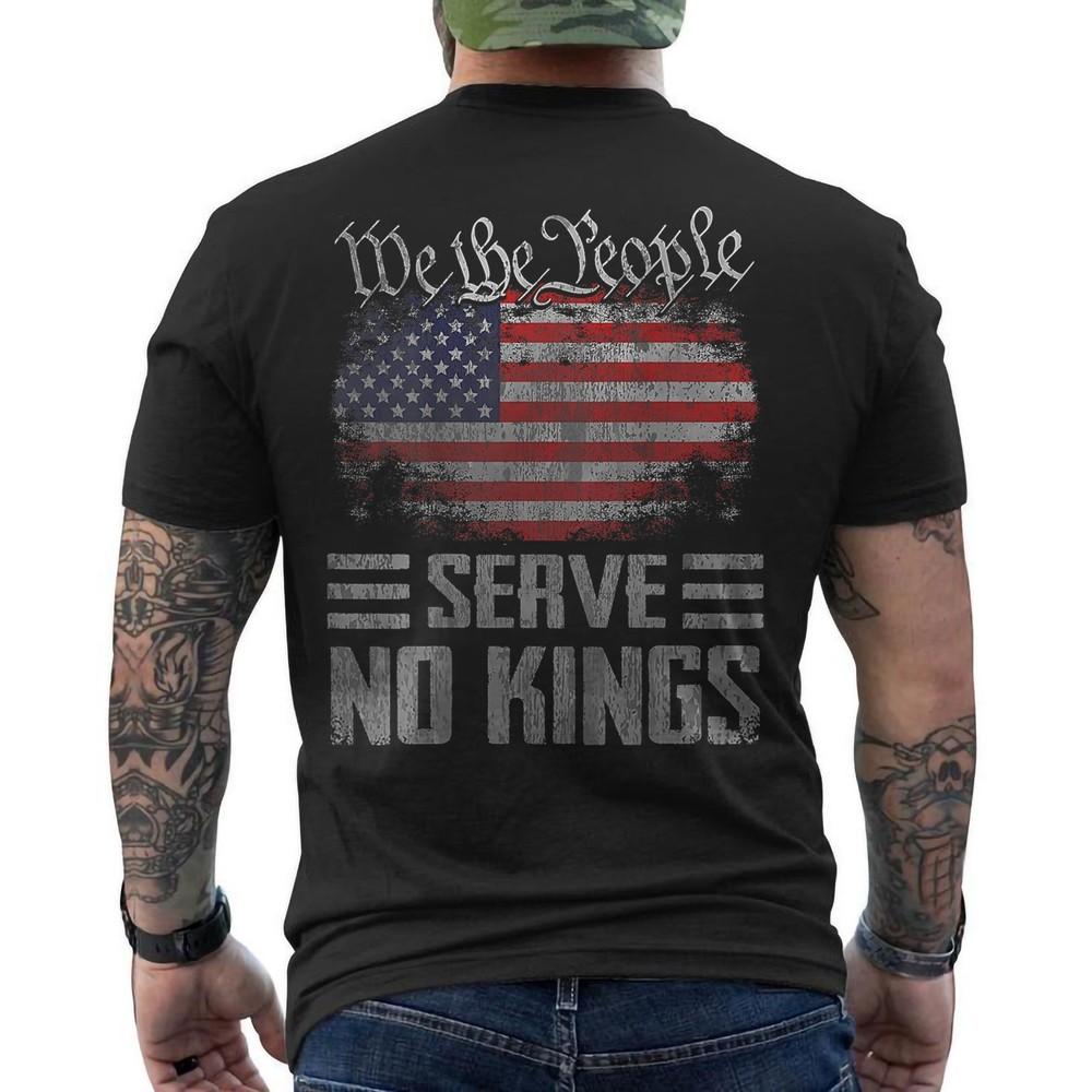 

No Kings Day Shirt October 18 Patriotic No Kings 2025 Vintage T-Shirt ON BACK 4XL