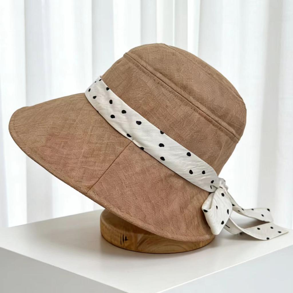 New butterfly polka dot streamer spring and summer outdoor travel anti-sun hat sun hat new ultraviolet sunshade bucket hat