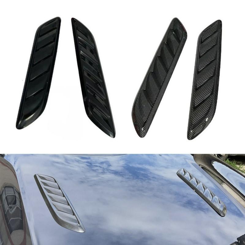 2Pcs Universal Car Hood Cooling Vents ABS Body Stickers Carbon Fiber Style Exterior Trim Accessory For Vehicle Modification