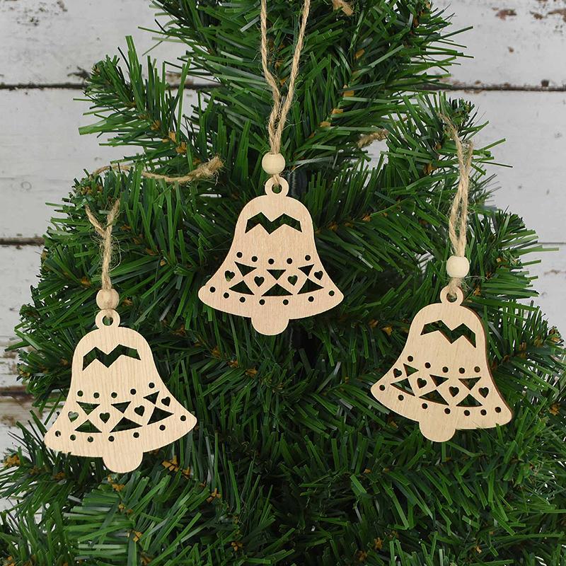 3 Stück Vintage Weihnachten Holzanhänger Ornamente DIY Holzhandwerk Weihnachtsdekorationen Weihnachtsbaum Hängeornamente Geschenke
