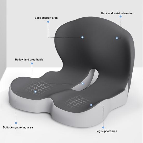 2-in-1 Seat Cushion Ergonomic Memory Foam Back Cushion Non-Slip Base Seat Cushion with Lumbar Support for Office Chair Car Seat