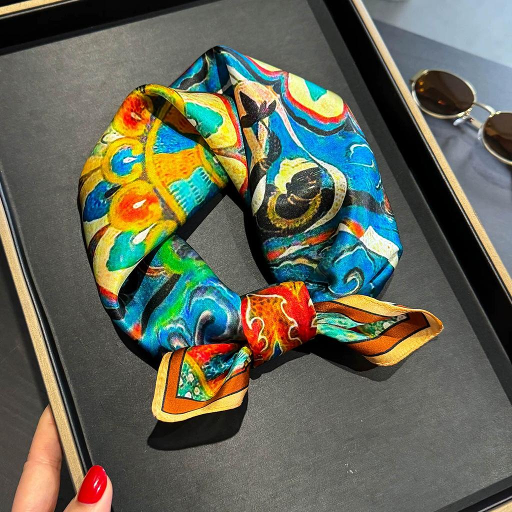 New 100% Natural Real Silk Scarf Women Bandana Square Scarves Wrap Kerchief Mulberry Fashion Luxury High Quality Hijab Sjaal