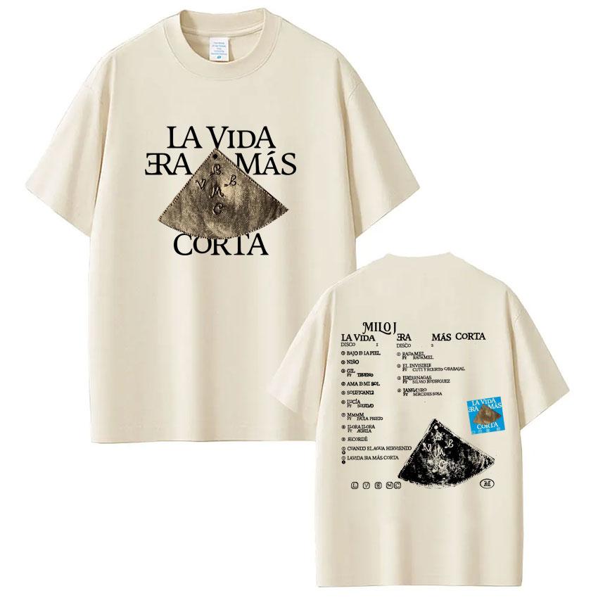 

Rap Singer Milo J La Vida Era Mas Corta Album Merch Tshirt Fan Gift Summer Mens Womens Hip Hop Cotton Street Wear Tshirt M