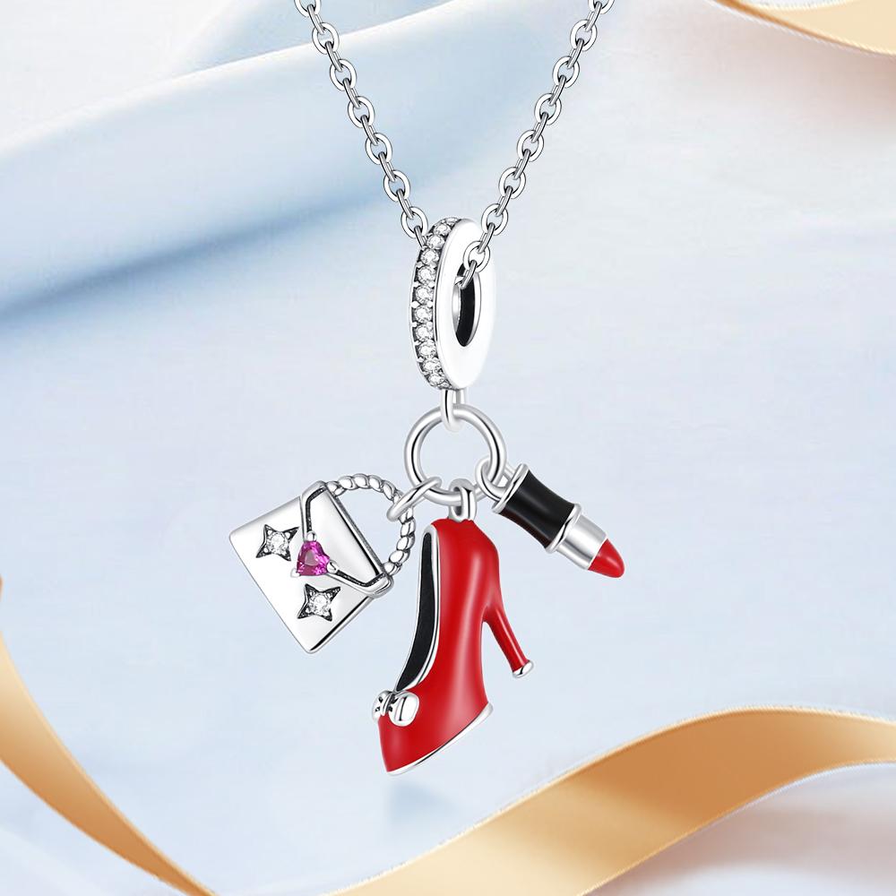 Handbag Lipstick Perfume High Heeled Shoes Copper Plated For Charms Copper Plated Original Bracelet For Jewelry Making