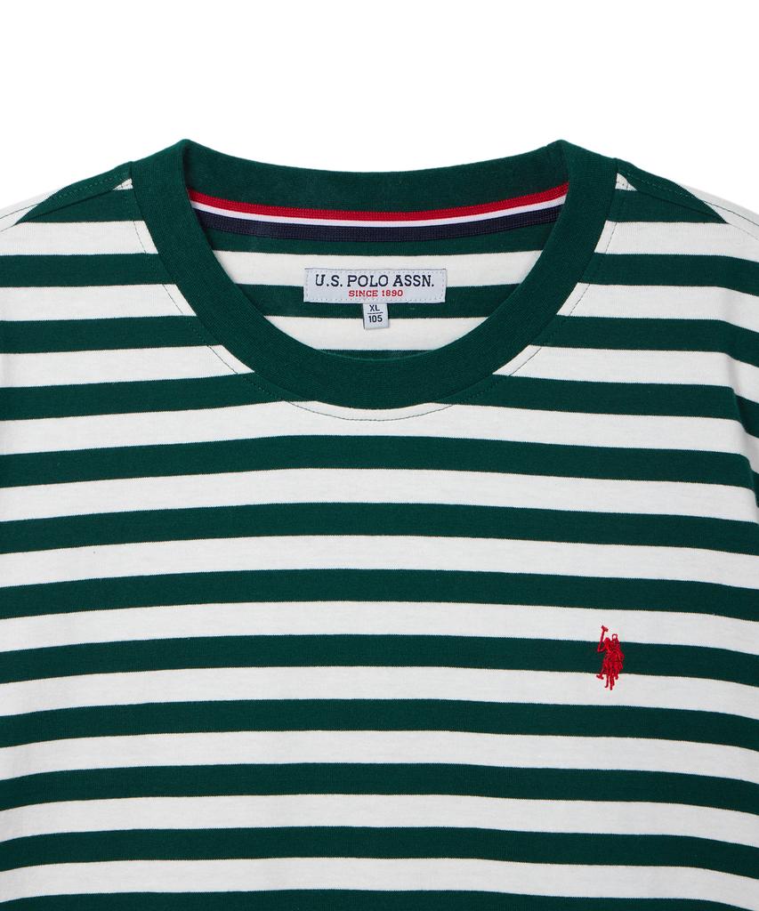 USPOLOASSN Cotton Round T-Shirt_Green Stripe