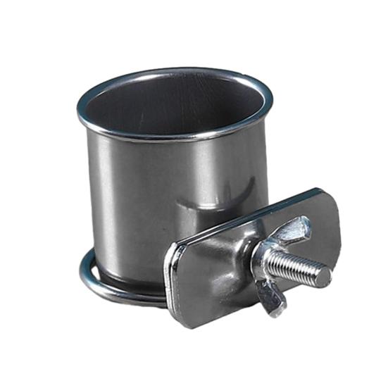 Bird Feeding Bowl Stainless Steel Cup with Clamp Parrot Feeder Birdcage Feeder Food Water Dish Pet