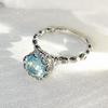 925 Sterling Silver Lace Receptacle Light Blue Aqua Blue Zircon Ring Elegant Fashion Women's JewelryGood Product