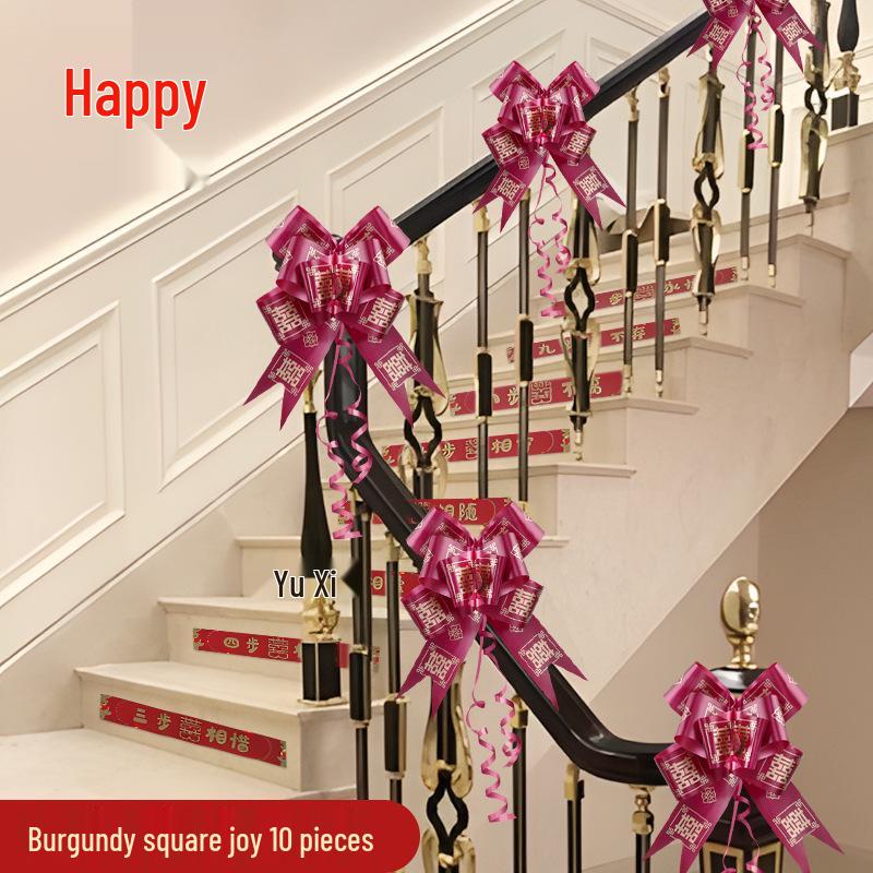 Wedding Decor: Stair Handrails, Floral Arrangements, Ribbons, and Honeymoon Room Accessories