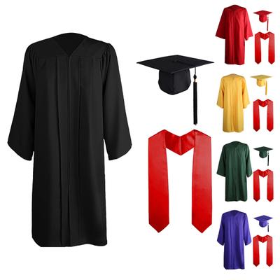 3Pcs/Set Adult Graduation Gown Hat Set Unisex School Uniform Cosplay Bachelor Costume