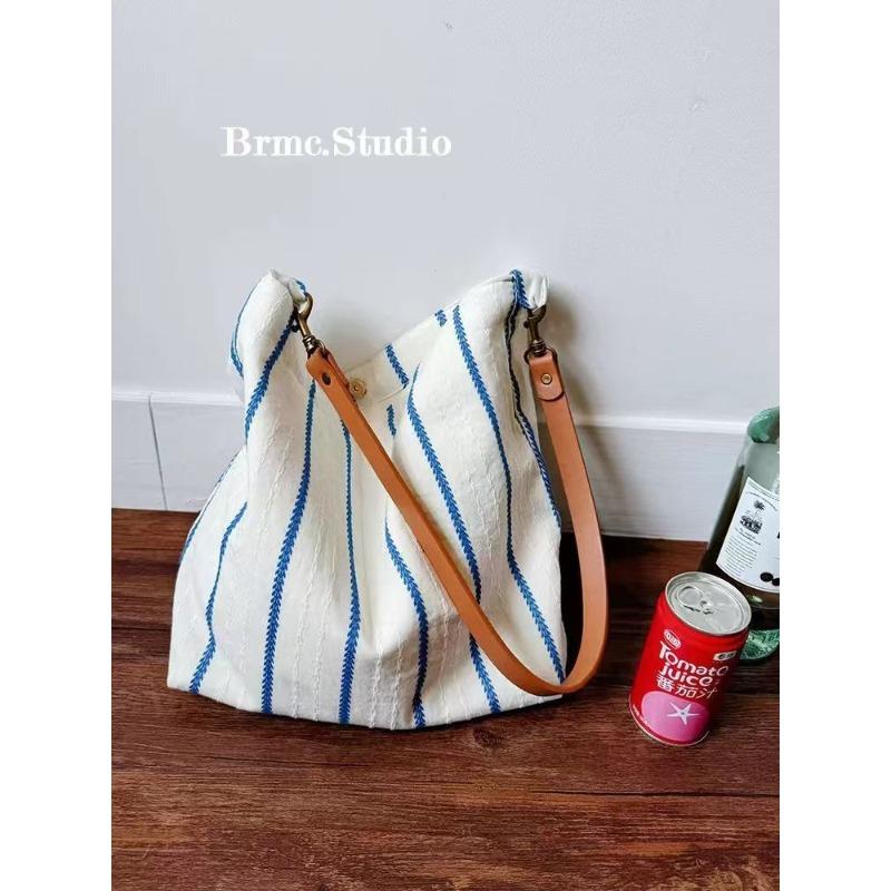

Daydream long original summer jacquard blue striped tote bag niche texture commuter shoulder cloth bag versatile woman