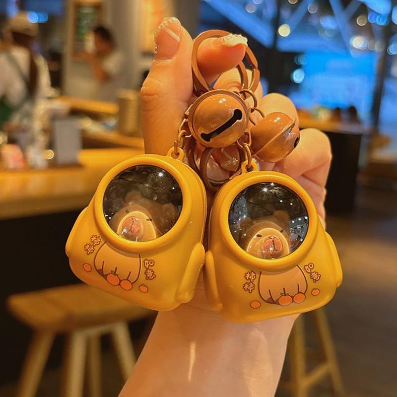 Creative Keychain Kawaii Capybara Schoolbag Shape Key Chains Funny Pencil Case Pendants Charm Car Keyring Diy Bag Accessories