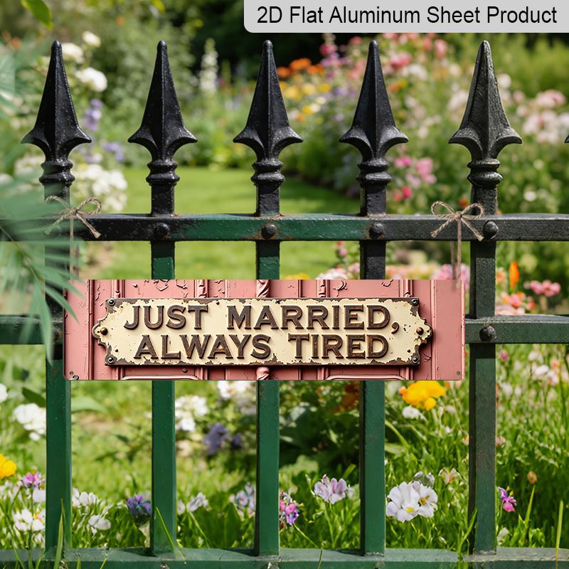 2D Flat Vintage-style Signboard Wedding-themed Aluminium Decorative Sign Featuring Distressed Lettering Suitable for Home Cafes and Special