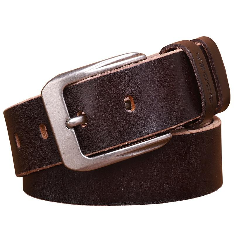 Ledder Belt Men's Trendy Work Pants Men's Genuine Leather Pure Cowhide Casual Handmade Retro Needle Buckle Jeans Belt