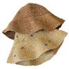 New Big-brimmed Colored Sunshade Straw Hat for Vacation Travel, Versatile Straw Weaving Sunscreen, Fashionable Seaside Beach Hat