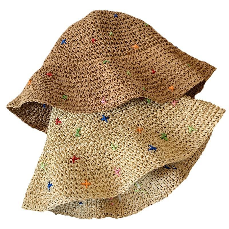 New Big-brimmed Colored Sunshade Straw Hat for Vacation Travel, Versatile Straw Weaving Sunscreen, Fashionable Seaside Beach Hat