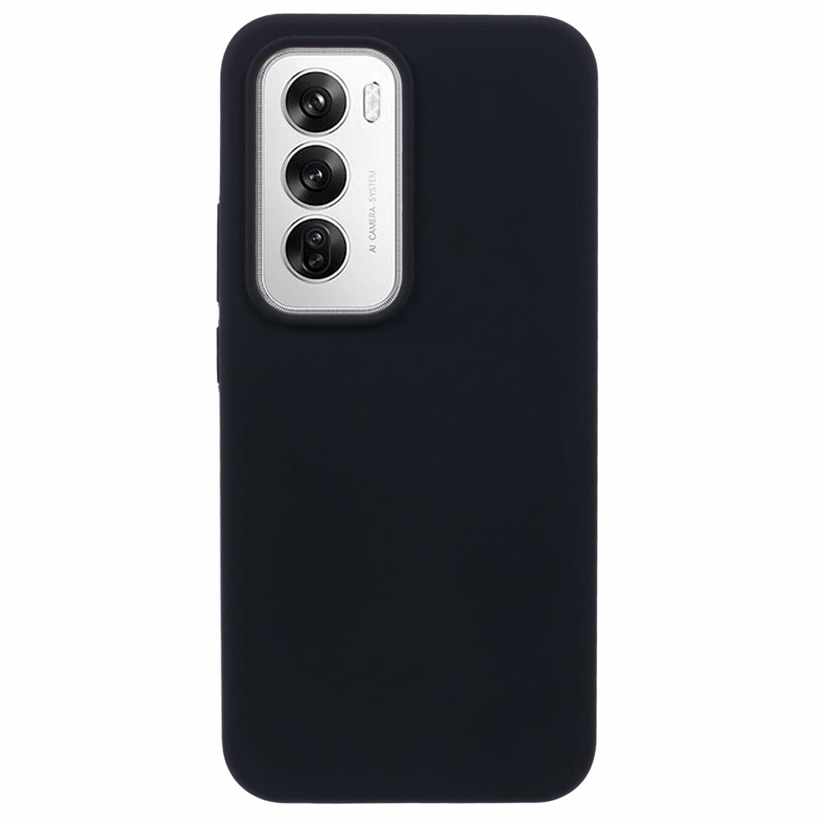 

For Oppo Reno12 5G (Global) Case Liquid Silicone Protective Phone Cover Solid Color Black