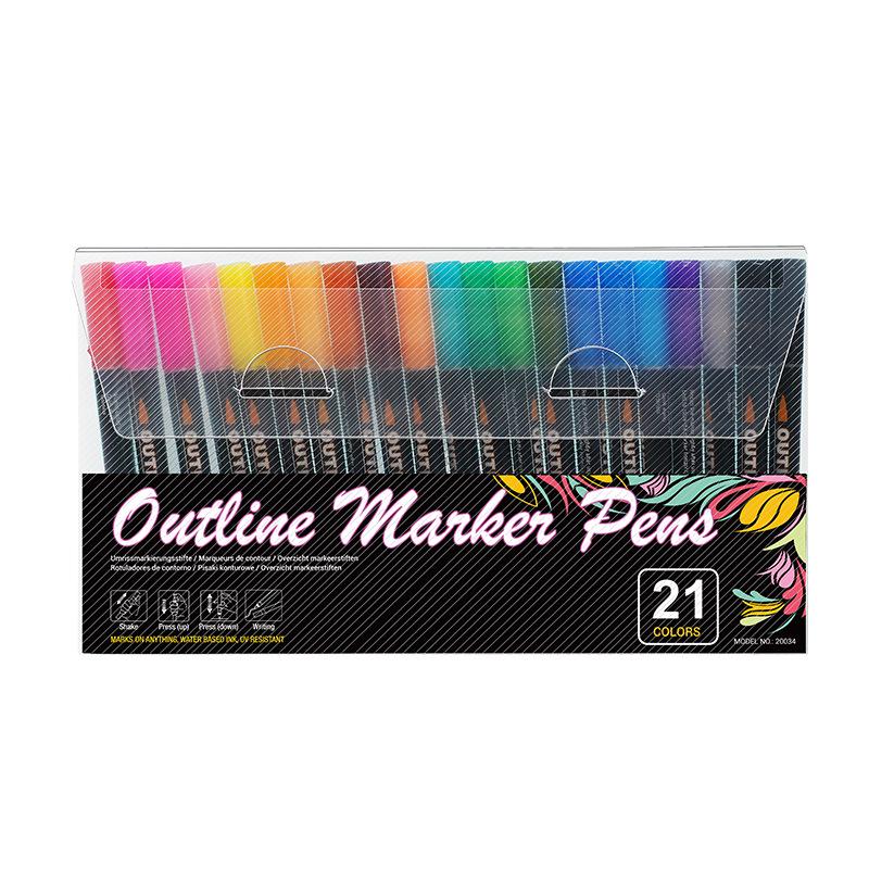 Black Double-Line Quick-Dry Non-Bleeding Fluorescent Art Marker for Students