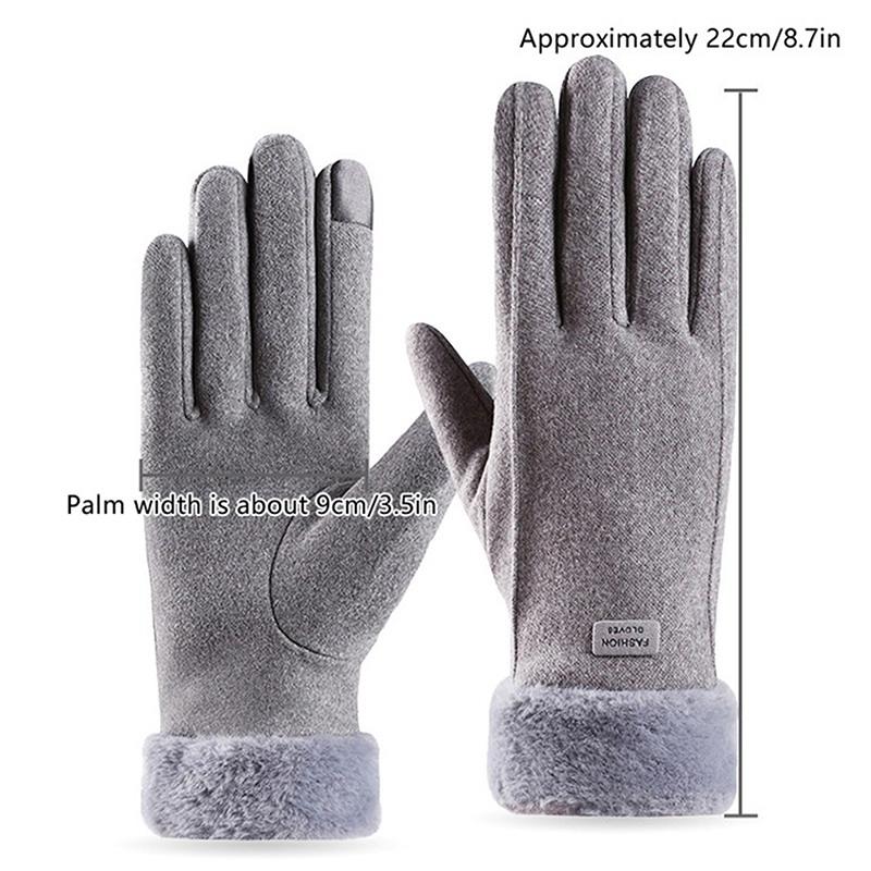 Winter Women'S Warm Gloves Have Windproof And Cold Resistant Properties, Thick Fur Lining, And Touch Screen Gloves