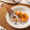Stainless Steel Tableware Set Wooden Handle Knife Fork Spoon Cutlery Coffee Dessert Spoon Restaurant Utensil Kitchen Gadgets