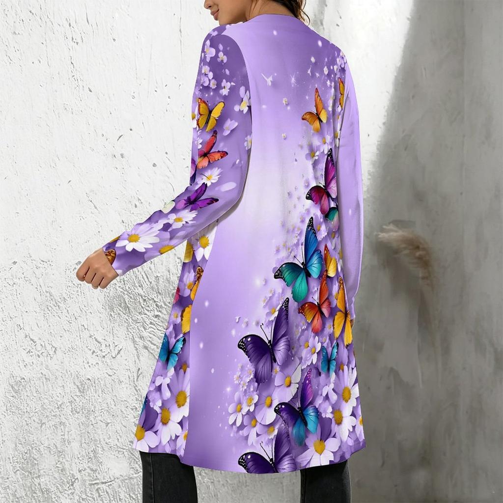 Plus Size Women Open Front Long Sleeve Loose Cardigan Soft Comfortable Everyday Outerwear
