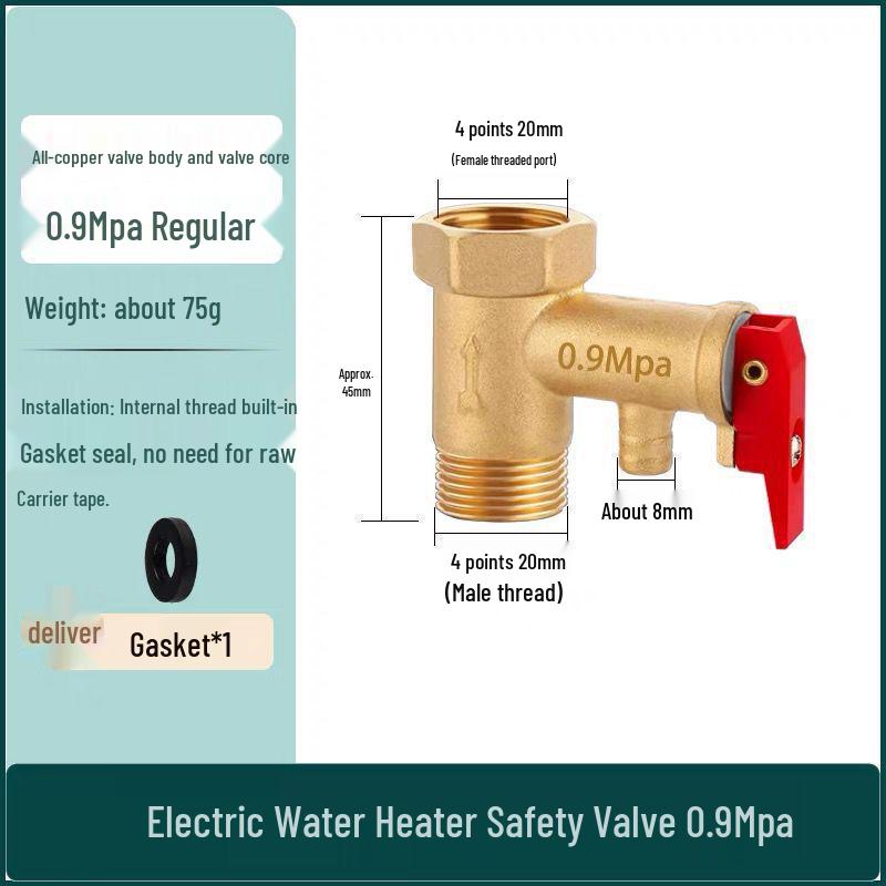 Kit universal de supape pentru încălzitor electric de apă din cupru: Supape de Siguranță, de Reducere a Presiunii, Reductoare, de Reținere și de Evacuare