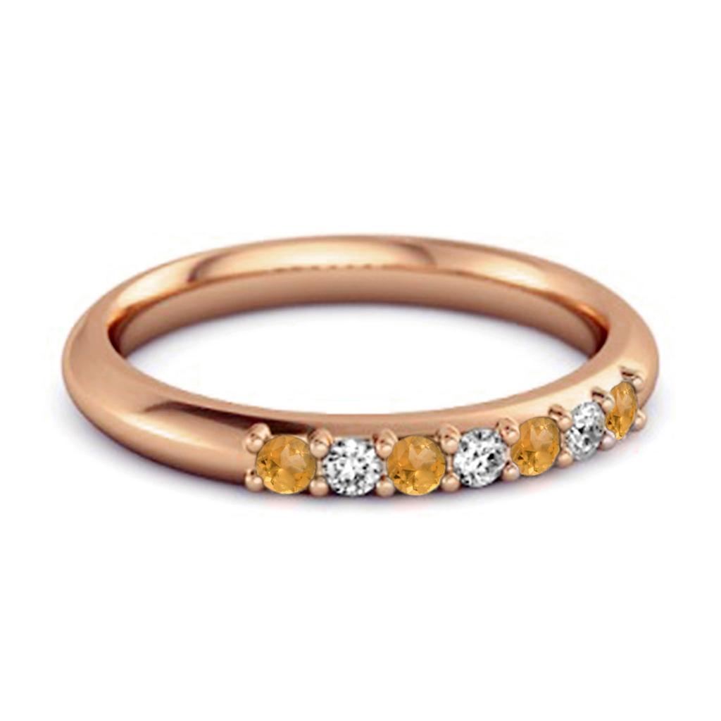 Citrine Eternity Stackable Ring - 925 Sterling Silver Rose Gold Vermeil