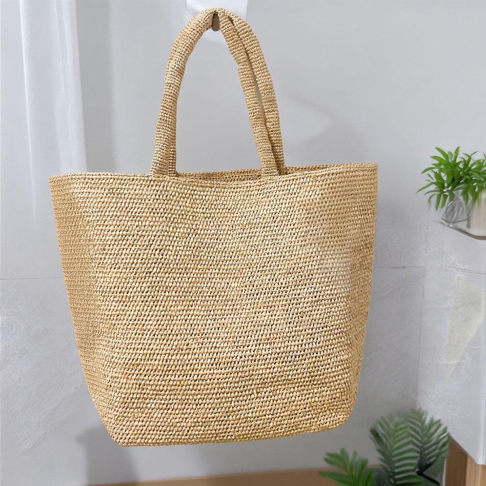 Large Handwoven Rattan Tote Bag for Women Natural Straw Beach Bag Purse Luxury Shoulder Bags Handbag Summer