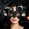 Elegant Mysterious Dance Party Mask Feather Masquerade Masque, Halloween Half Face Vintage Venetian Lace Masque Eye for Carnival Costume, Mardi Gras,