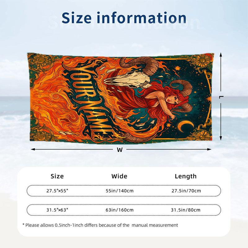 Dragon Phoenix Theme Beach Towel Personalized Custom Name & Text Soft Quick Dry Beach Towel for Swimming Travel