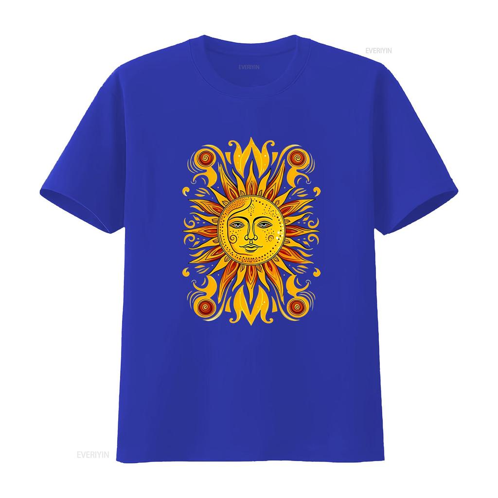 Sun Tarot Mens T Shirt Major Arcana Sunshine Joy Print  vintage Washed Stretched Soft designer clothes Versatile graphic