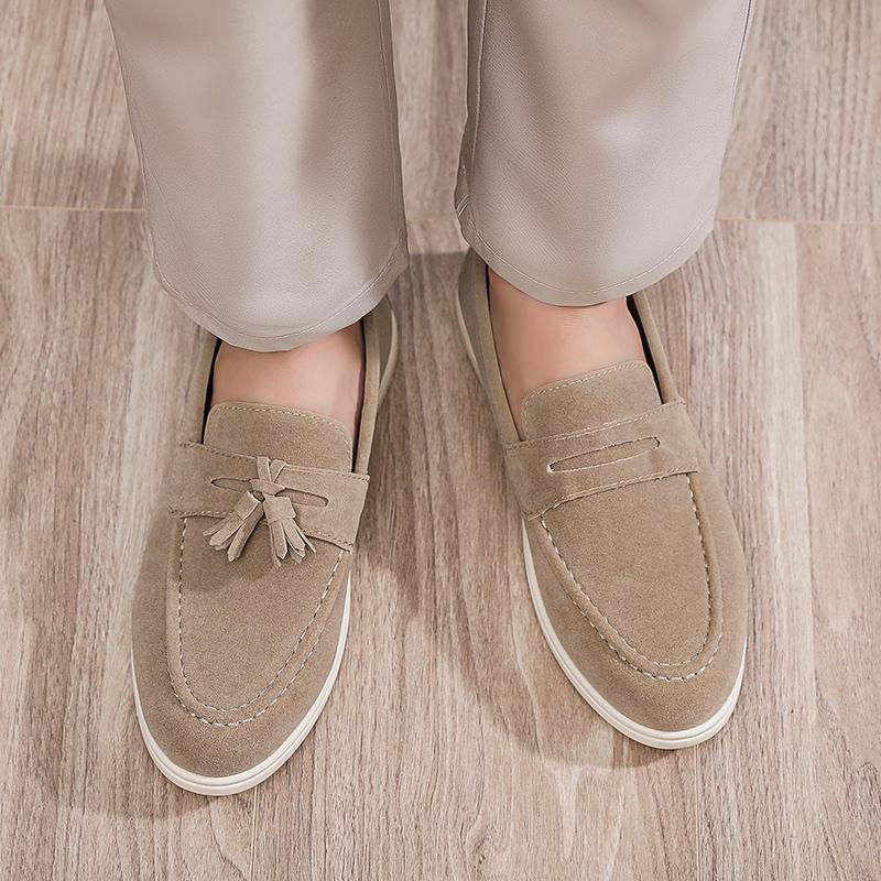 New Men's Casual Slip-On Shoes Soft Bottom One-Touch Lazy Shoes Easy Wear Round Toe Artificial Leather Non-Slip Sole
