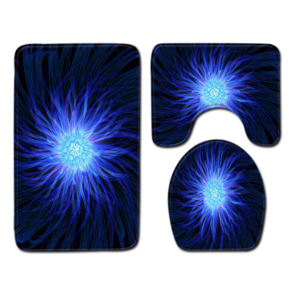Cool Pattern Bathroom Floor Mat Toilet Three-Piece Set